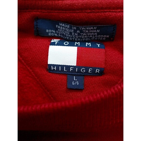 Vintage Tommy Hilfiger Sweatshirt Men's Large Red Short Sleeve - Picture 3 of 6